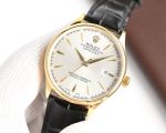 Rolex Datejust 40mm 3235 Movement 316L Steel White/Yellow Face Leather Band Watch